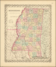 Mississippi Map By Joseph Hutchins Colton