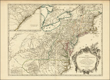 New York State, Mid-Atlantic, Kentucky, Tennessee, Southeast, Virginia, North Carolina and Ohio Map By Didier Robert de Vaugondy