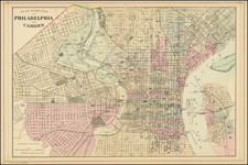 Philadelphia Map By Samuel Augustus Mitchell Jr.