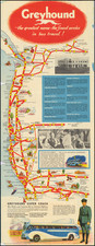 Arizona, Utah, New Mexico, Utah, Oregon, Washington, Pictorial Maps and California Map By Greyhound Company