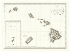 (Hawaii). Carte des Iles Sandwich d'apres la reconnoissance qui en a ete faite dans les differentes relaches de la corvette La Decouverte et de sa conserve Le Chatham commandes par le Capt. Vancouver en 1792, 1793 et 1794 et redigee sous sa direction par le Lieutenant Baker By George Vancouver