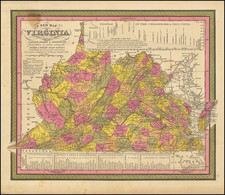 A New Map of Virginia with its Canals, Roads & Distances from Place to Place, along the Stage & Steam Boat Routes . . . 1847 By Samuel Augustus Mitchell