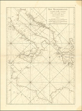 Mer Mediterranee Seconde Feuille contenant L'Italie, Sicile, Golphe de Venise, Costes de Dalmatie, Albanie, et Partie de celles de Barbarie By Jacques Nicolas Bellin / Depot de la Marine