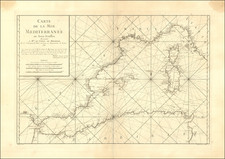 Carte de la Mer Mediterranee en Trois Feuilles . . . 1745 By Jacques Nicolas Bellin / Depot de la Marine