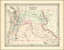 Idaho, Montana, Wyoming, Oregon and Washington Map By Joseph Hutchins Colton