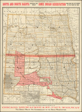 North Dakota and South Dakota Map By Chicago Milwaukee & St. Paul Railroad / Poole Brothers