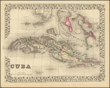 Cuba and Bahamas Map By Samuel Augustus Mitchell Jr.