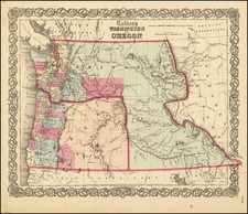 Idaho, Oregon and Washington Map By Joseph Hutchins Colton