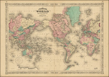 Johnson's Map of the World on Mercator's Projection . . .  By Alvin Jewett Johnson  &  Benjamin P Ward