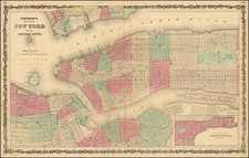 Johnson's Map of New York and the Adjacent Cities By Alvin Jewett Johnson  &  Benjamin P Ward