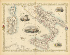 Southern Italy, Corsica, Sardinia and Sicily Map By John Tallis