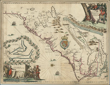 Southeast, North Carolina and South Carolina Map By John Ogilby - James Moxon