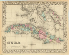 Cuba and Bahamas Map By Samuel Augustus Mitchell Jr.