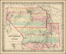 Arizona, Colorado, Utah, Nevada, New Mexico, Colorado and Utah Map By Joseph Hutchins Colton