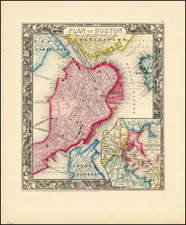 Boston Map By Samuel Augustus Mitchell Jr.