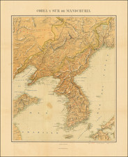 China and Korea Map By Talleres del Depósito de la Guerra, Spain