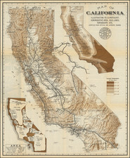 Map of California Illustrating Its Climatology, Comparative Area, Rail Lines, Topography, Etc. Compiled From Official and Authentic Sources   By Southern Pacific Railroad Company