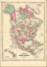  Johnson's North America [with Inset of Hawaii] By Alvin Jewett Johnson