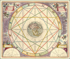 Northern Hemisphere, Polar Maps, North America, California as an Island and Celestial Maps Map By Andreas Cellarius