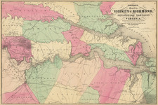 Johnson's Map of the Vicinity of Richmond, Peninsular Campaign in Virginia.  Showing also the interesting localities along the James, Chickahominy and York Rivers. . . By Alvin Jewett Johnson / Benjamin P Ward