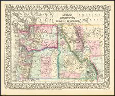 Idaho, Montana, Oregon and Washington Map By Samuel Augustus Mitchell Jr.