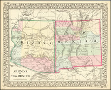 Arizona and New Mexico Map By Samuel Augustus Mitchell Jr.