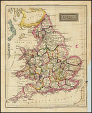 England Map By W. & D. Lizars