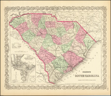 Colton's South Carolina [Charleston Inset] By G.W.  & C.B. Colton