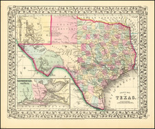 Texas Map By Samuel Augustus Mitchell Jr.