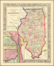 County Map of the State of Illinois (Chicago Inset)  By Samuel Augustus Mitchell Jr.