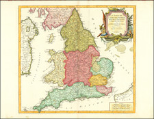 Le Royaume D'Angleterre, divise selon les sept Royaumes ou Heptrachie des Saxons, avec La Principaute De Galles, et subdivisie en Shires ou Comtes . . . 1778