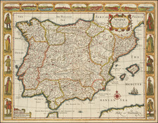 Spain and Portugal Map By John Speed