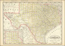 Railroad and County Map of Texas By George F. Cram