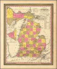 Michigan Map By Samuel Augustus Mitchell