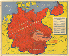 World War II and Germany Map By Deutschen Verlag