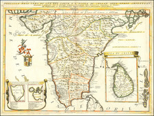 India and Sri Lanka Map By Vincenzo Maria Coronelli