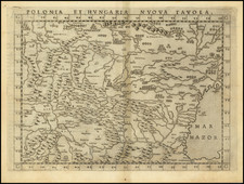 Poland, Hungary, Czech Republic & Slovakia and Baltic Countries Map By Girolamo Ruscelli