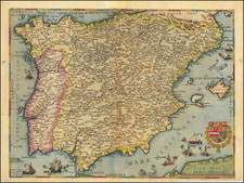 Spain and Portugal Map By Cornelis de Jode