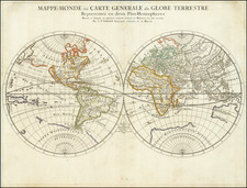 Mappe-Monde, ou Carte Generale Du Globe Terrestre Representee en deux Plan-Hemispheres Reveue et changee endroits Suivant les Relations les plus recentes  . . . 1678