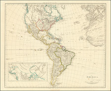 North America, Central America and South America Map By Kunst & Industrie Comptoir