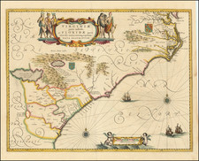 Southeast, Virginia, Georgia, North Carolina and South Carolina Map By Willem Janszoon Blaeu