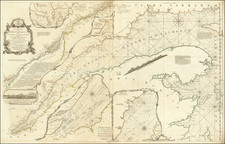 An Exact Chart of the River St. Laurence, from Fort Frontenac to the Island of Anticosti shewing the Soundings, Rocks, Shoals &c with Views of the Lands and all necessary Instructions for navigating that River to Quebec. . . . 1775 By Thomas Jefferys