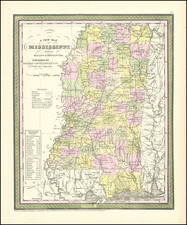 A New Map Of The State Of Mississippi with its Roads & Distances… By Thomas, Cowperthwait & Co.