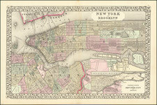 New York City Map By Samuel Augustus Mitchell Jr.