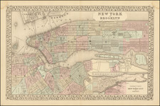 New York City Map By Samuel Augustus Mitchell Jr.