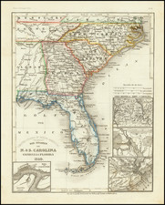 Florida, Alabama, Georgia, North Carolina and South Carolina Map By Joseph Meyer