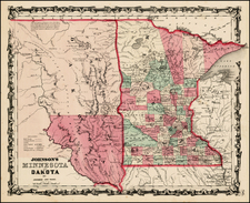 Midwest and Plains Map By Benjamin P Ward  &  Alvin Jewett Johnson