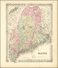 Maine Map By Joseph Hutchins Colton