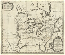 United States, Texas, Midwest and North America Map By Louis de Hennepin