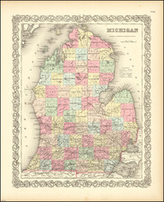 Michigan Map By Joseph Hutchins Colton